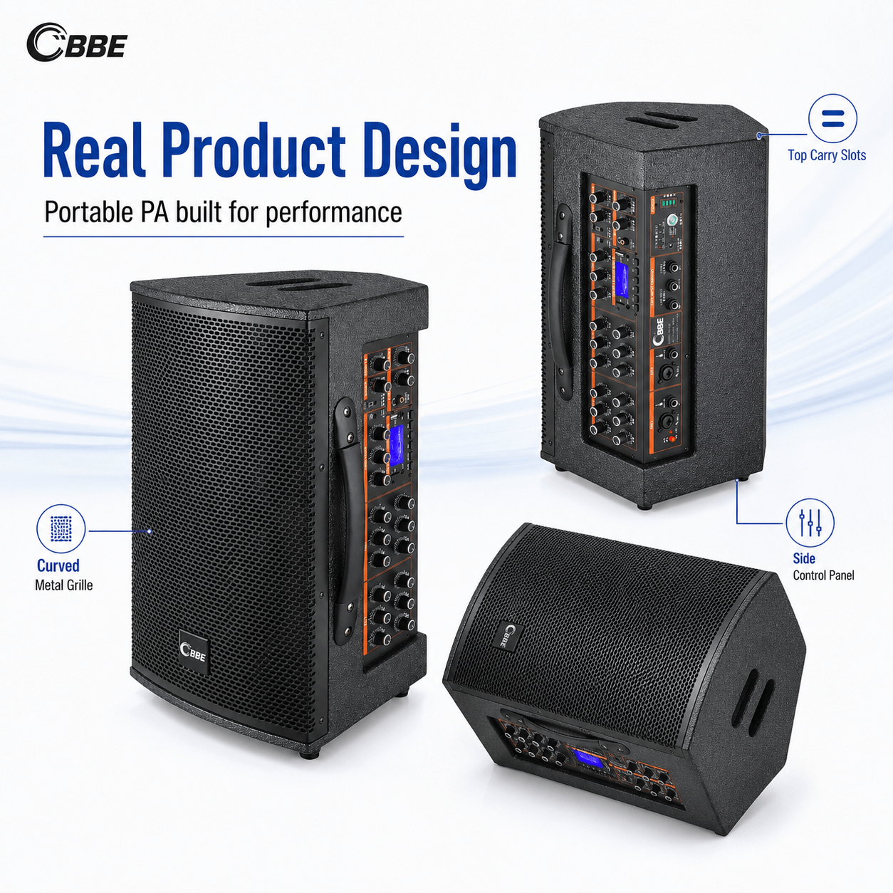 CBBE V6 PRO 300W Portable Active PA Speaker with Dual 6.5" 32-bit DSP, 4-Ch XLR & Wireless Mics